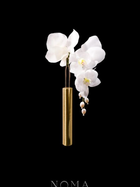 HS Art Cascading Orchid Hairpin - Gold, White