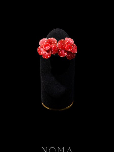 LR Art Rafflesia Earrings - Gold, Red