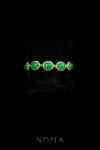 Oval Jade Pseudo Halo Bracelet - 18k Yellow Gold, Jade