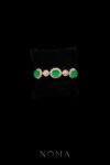 Superior Oval Jade Halo Mix Flower Bracelet - 18k Yellow Gold, Jade