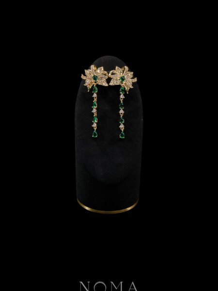 Superior Dangling Orchid Jade Earrings - 18k Yellow Gold, Jade
