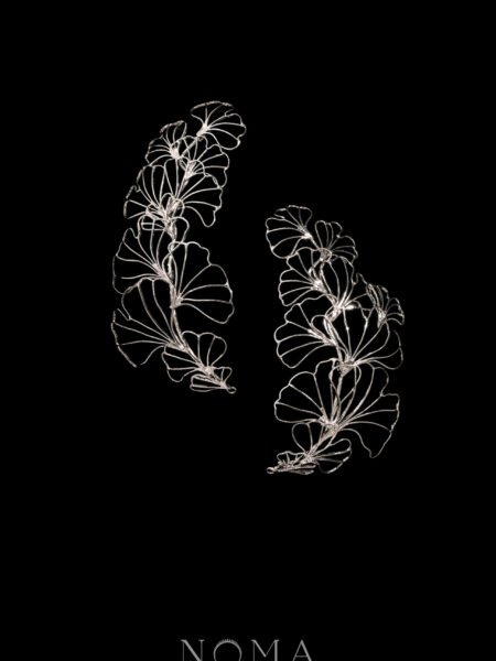 Ginkgo Bouquet Side Hairvine Pair - Rhodium White Gold (1 pair)