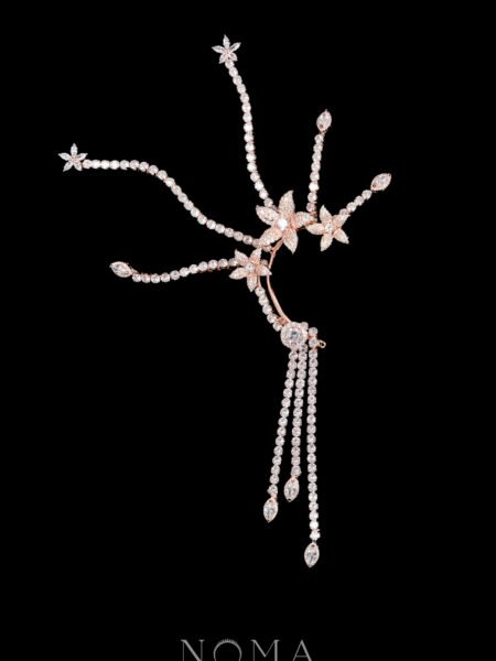 Paved Flower Earpiece - Rose Gold (Right)