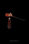 Jade Ginkgo Hairpin - Gold, Ruby (Right)