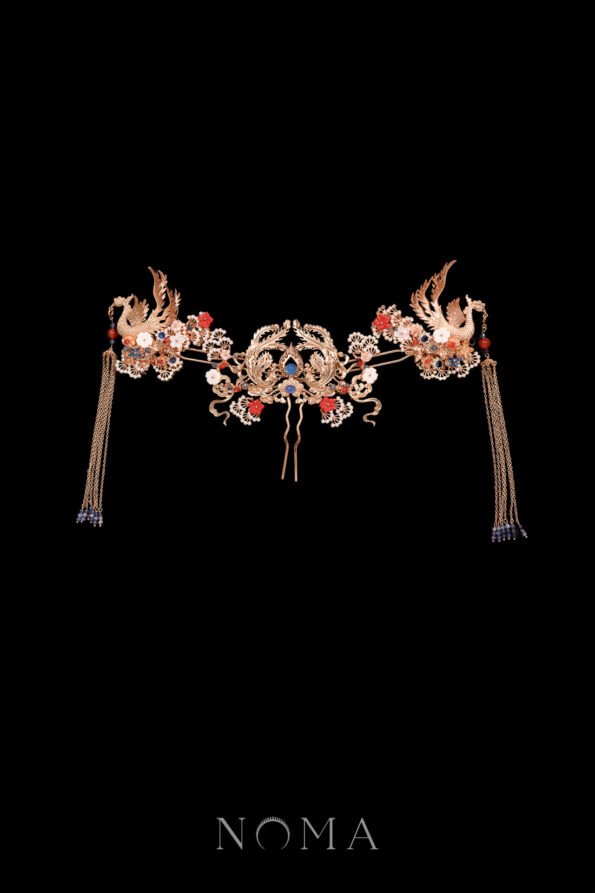 CHN-202300158-Antique-Twin-Phoenix-Pearl-Tree-Set-Gold-Blue-3-pcs
