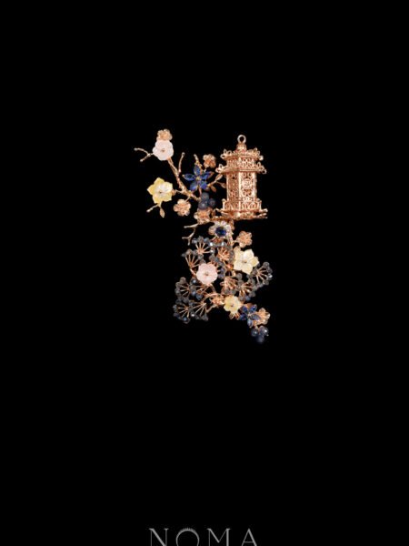 Pagoda Willow Blossom Side Hairvine/Brooch - Gold, Sapphire
