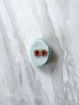 Oval Bezel Earrings - 18k Yellow Gold, Ruby (Needle)