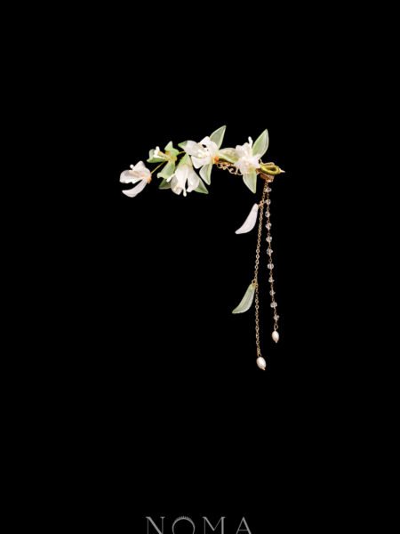 CG Magnolia Arrangement Hairclip - Gold, White