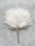 Ostrich Feather White Fan - White Silver