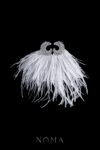 Crescent Feathery Earrings - White Gold, Grey