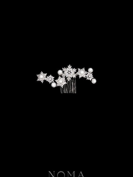 Simple Pearly Snowflakes Side Hairvine - White Gold
