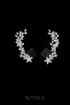 Paved Flower Twigs Side Hairvine Pair - White Gold (1 pair)