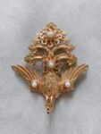 Phoenix Emperor Brooch - Gold, White