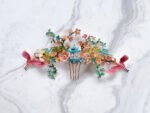 Colorful Crane Wing Haircomb - Gold