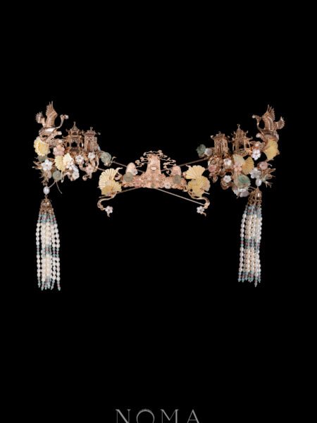 Flying Crane Waterfall Ginkgo Set - Gold (3 pcs)