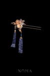 Majestic Crane Cloud Pagoda Hairpin - Gold, Sapphire (Right)