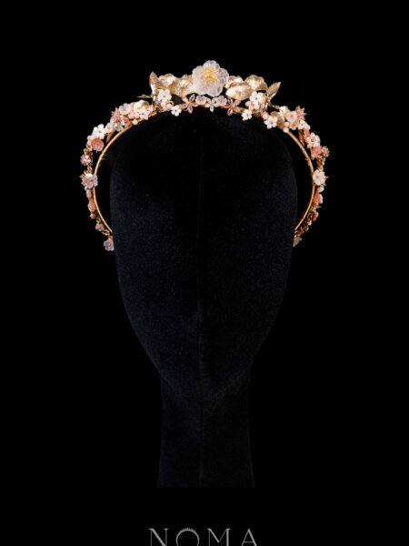 Crane Ginkgo Ornament Crown - Gold, Pink