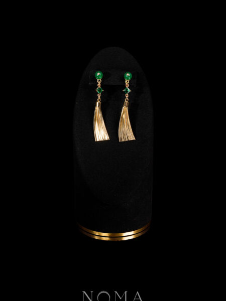 Minimalist Tassel Earrings - Gold, Jade