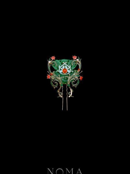 Colorful Jade Ornamental Hairpin - Gold, Jade
