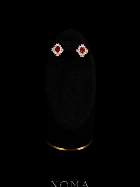 Oval T Arrangement Large Earrings - 18k Yellow Gold, Ruby