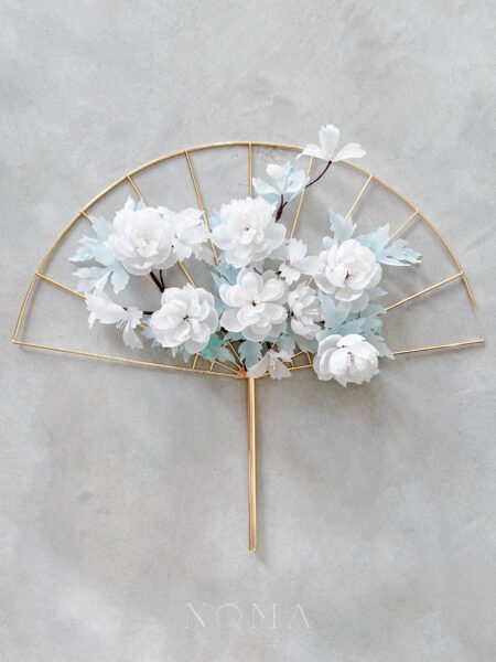 HS White Peony Blossom Fan - 18k Yellow Gold, White