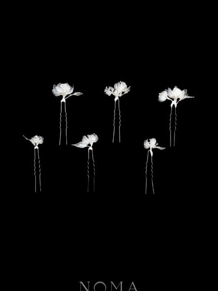 LR Jasmine Bouquet Small Hairpin Set - White Silver, White (6 pcs)