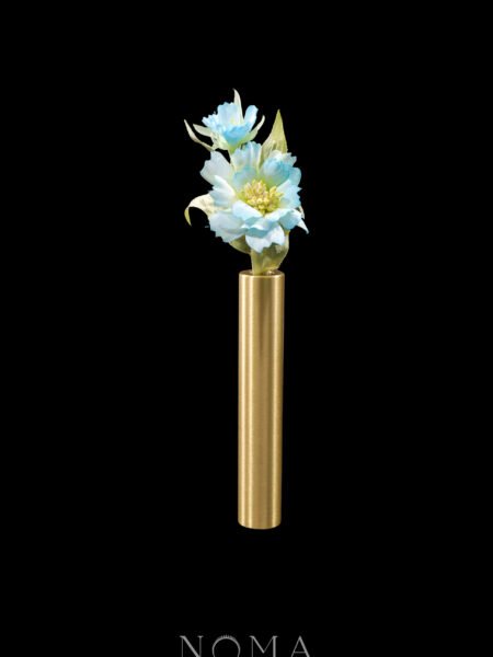 SS Twin Blue Flower Brooch - Gold, Blue