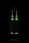 Superior Dangling Donut Jade Earrings - 18k Yellow Gold, Jade