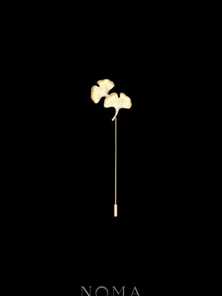 Double Ginkgo Lapel Pin - 18k Yellow Gold