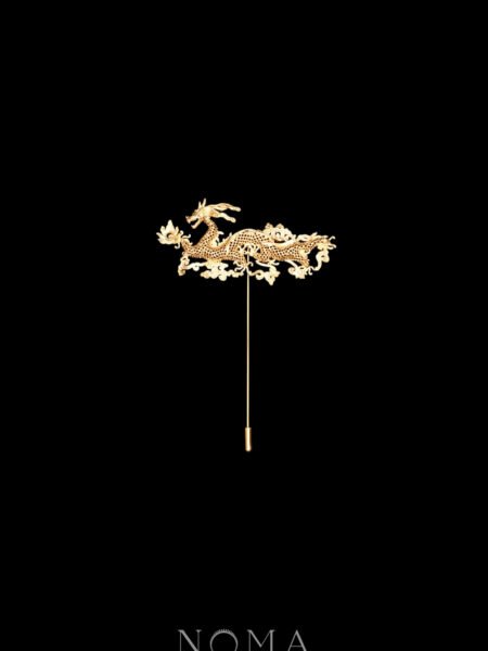 Filigree Dragon Lapel Pin - 18k Yellow Gold (Right)