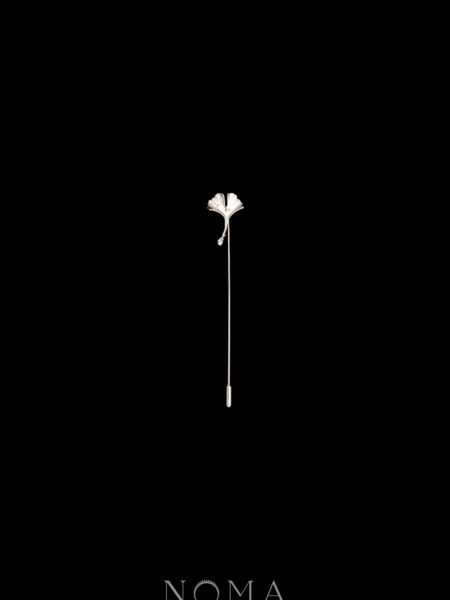 Mini Ginkgo Lapel Pin - Rhodium White Gold