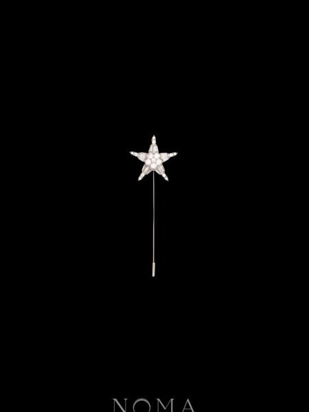 Star L Lapel Pin - Rhodium White Gold