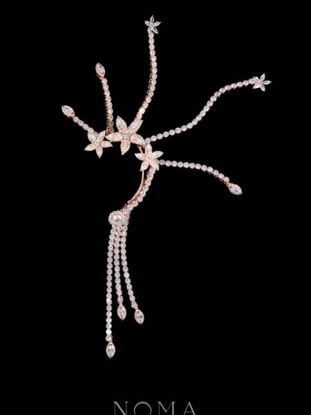 Paved Flower Earpiece - Rose Gold (Left)