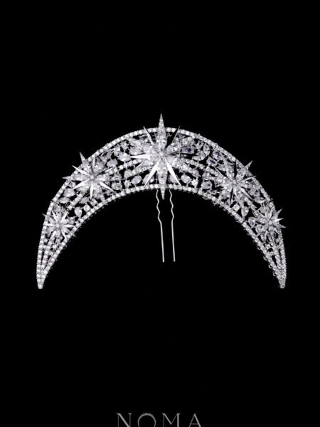 Constellation Crescent Bun Cuff - White Gold