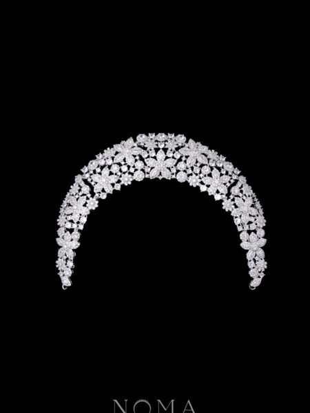 Paved Blooms Bun Cuff - White Gold