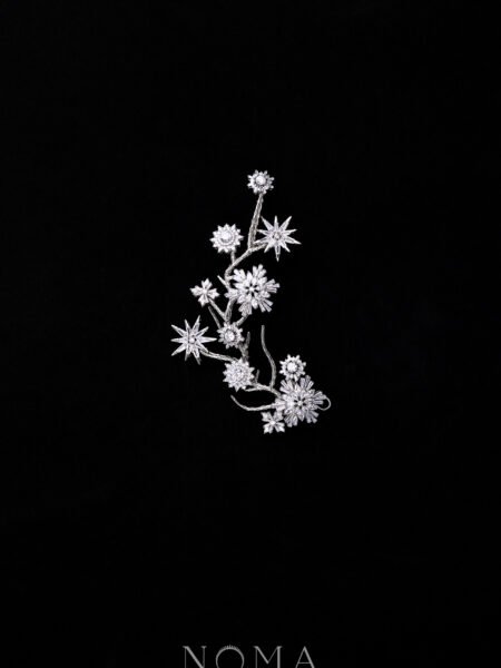 Snowflakes Branch Side Hairvine - White Gold (Left)