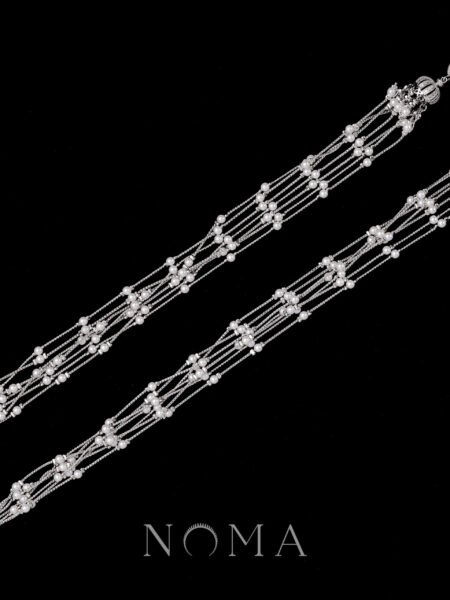 Hobeika Pearl Chain Earrings - White Gold, White Pearl (1 pair)