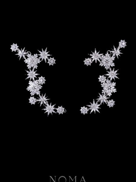 Snowflakes Arrangement Side Hairvine - White Gold (Right)