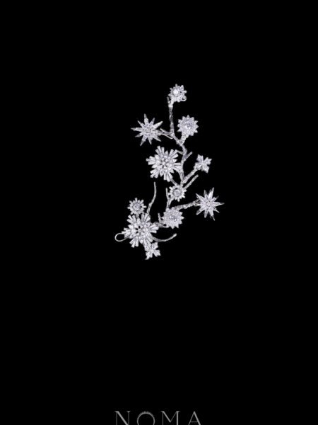 Snowflakes Branch Side Hairvine - White Gold (Right)