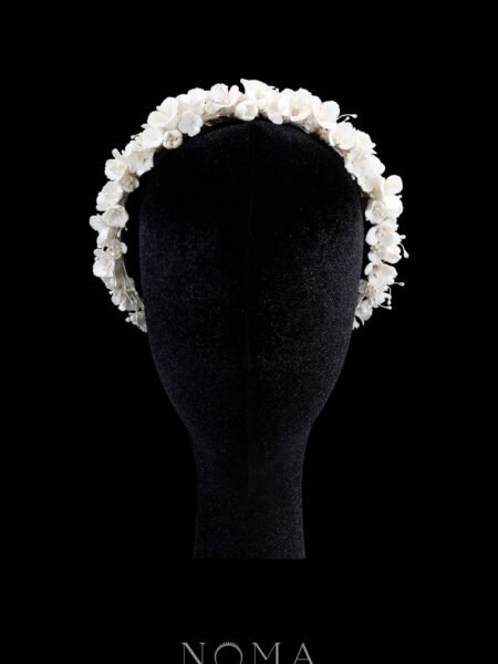 Clay Flower Galore with Pistil Headband - White Silver