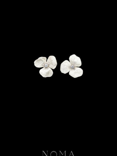 Thread Winter Blossom Earrings - White Silver, White