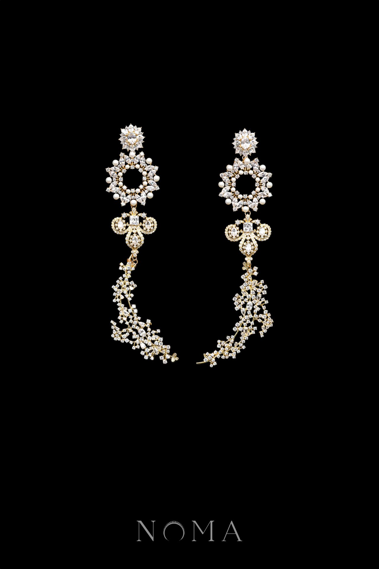 Oval Shine Curved Branch Earrings - Gold