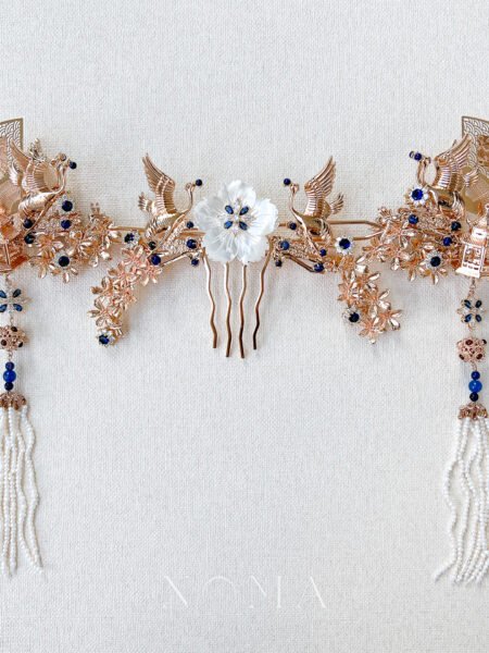 Flying Crane Bouquet Set - Gold, Sapphire (3 pcs)