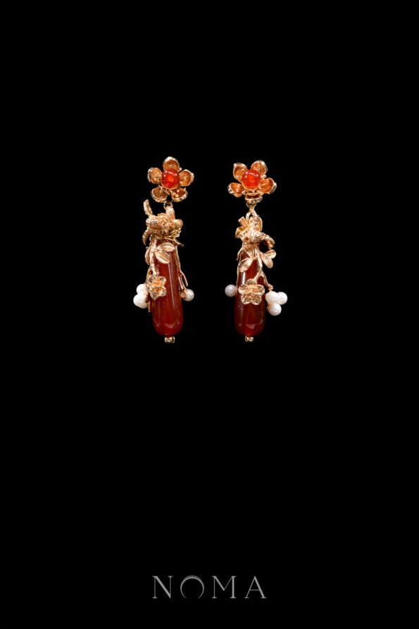 CHN-202200114-Pear-Jade-Branch-Bird-Earrings-Gold-Red-Jade