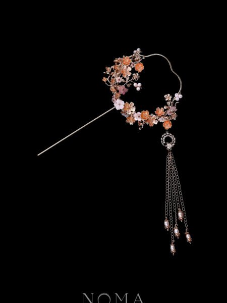 Eight Petals Pagoda Floral Jardin Hairpin - Gold, Pink