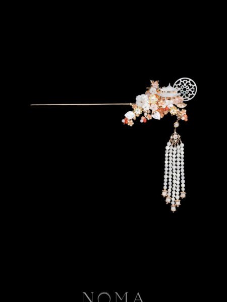 Floral Garden Over the Moon Hairpin - Gold, Pink