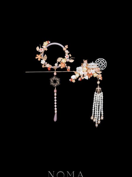 Floral Garden Knob Over the Moon Set - Gold, Pink (2 pcs)