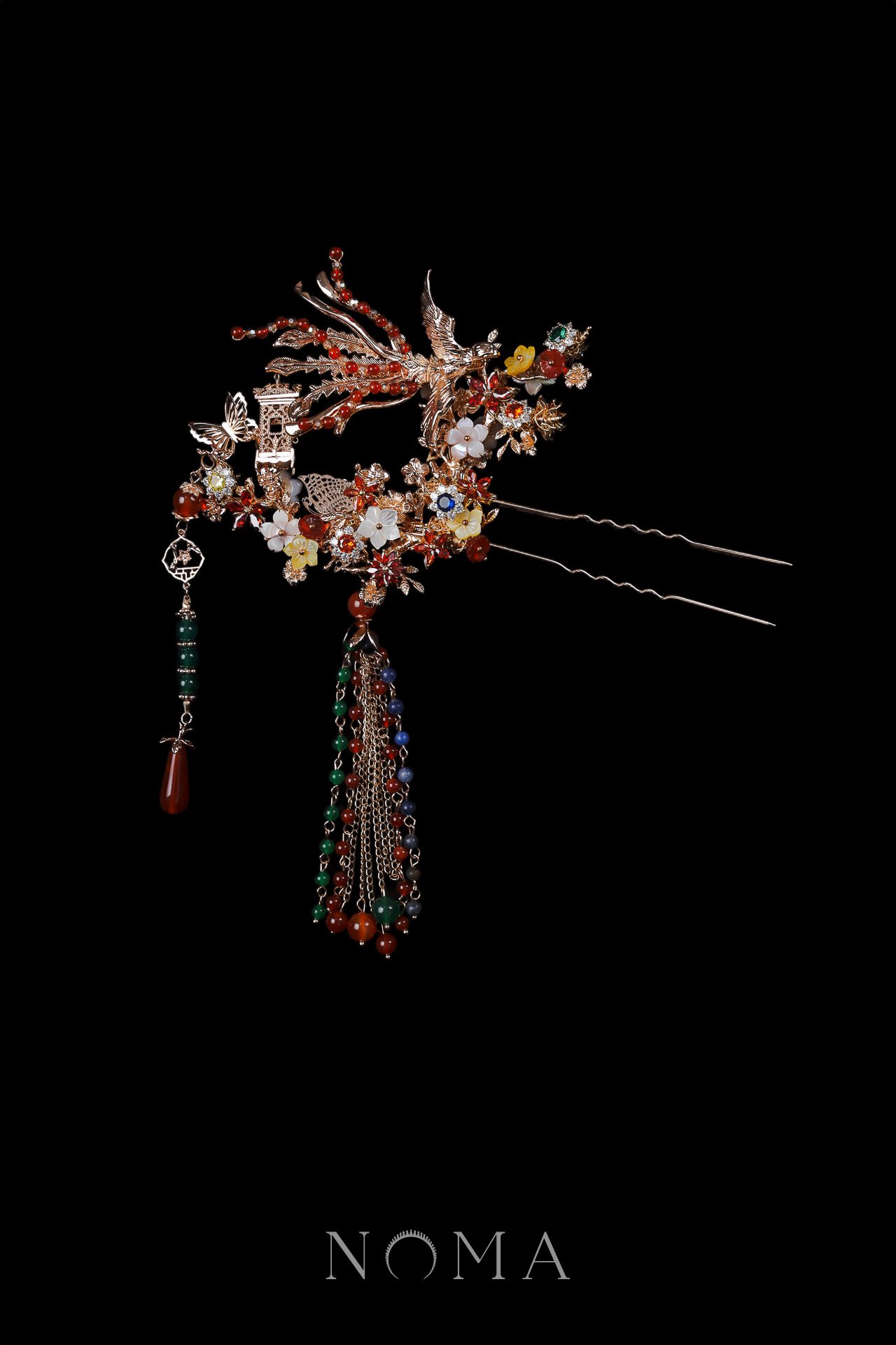 Flying Phoenix Floral Galore Hairpin - Gold (Right)