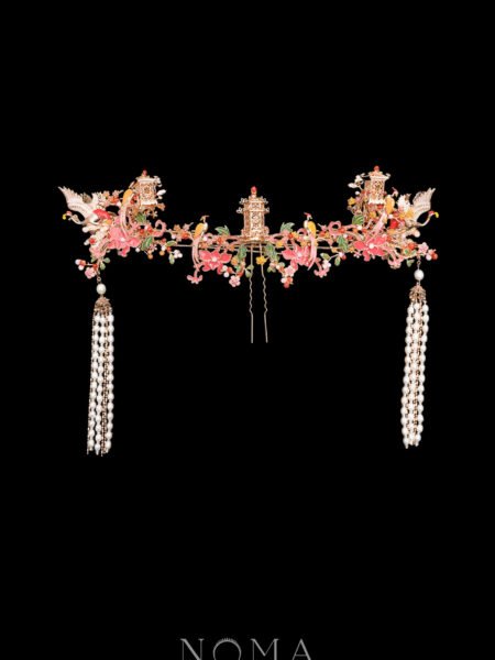 Colorful Summer Crane Bird Pagoda Simple Set - Gold, Pink (3 pcs)
