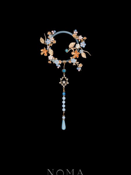 Floral Garden Jade Knob - Gold, Blue